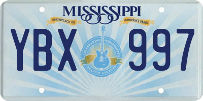 MS license plate YBX997
