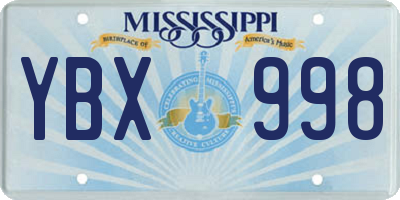 MS license plate YBX998