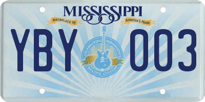 MS license plate YBY003
