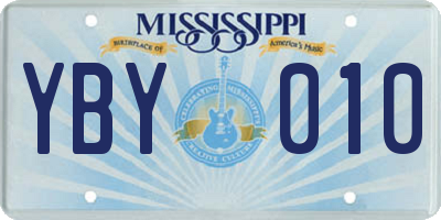 MS license plate YBY010