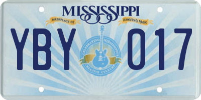 MS license plate YBY017