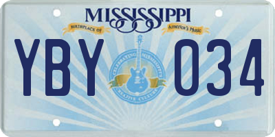 MS license plate YBY034