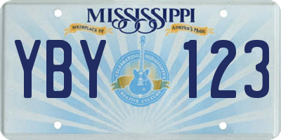 MS license plate YBY123