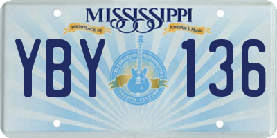 MS license plate YBY136