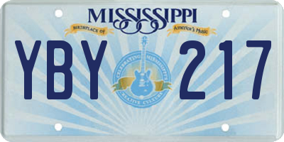 MS license plate YBY217