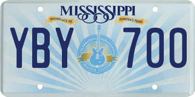 MS license plate YBY700