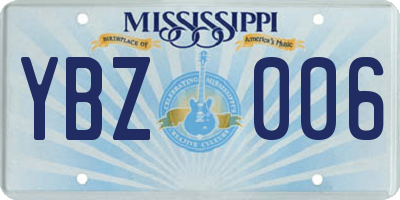 MS license plate YBZ006
