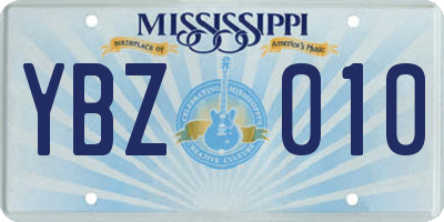 MS license plate YBZ010