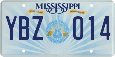 MS license plate YBZ014
