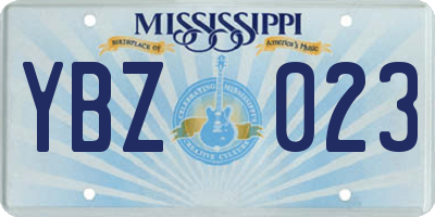 MS license plate YBZ023