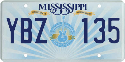 MS license plate YBZ135