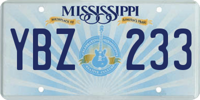 MS license plate YBZ233