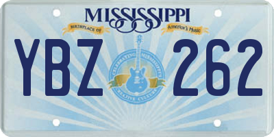 MS license plate YBZ262