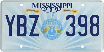 MS license plate YBZ398