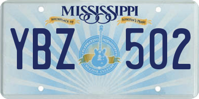 MS license plate YBZ502