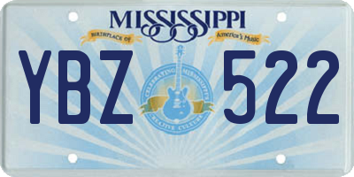 MS license plate YBZ522