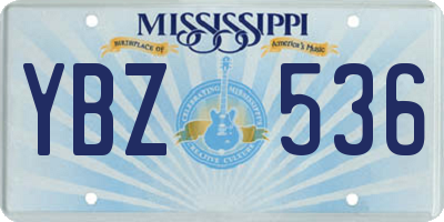 MS license plate YBZ536