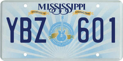 MS license plate YBZ601