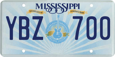 MS license plate YBZ700