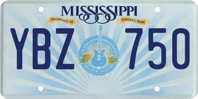 MS license plate YBZ750