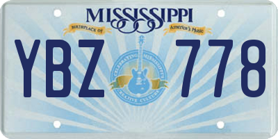 MS license plate YBZ778