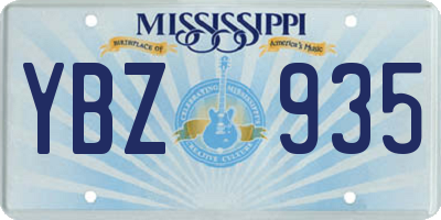 MS license plate YBZ935