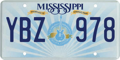 MS license plate YBZ978