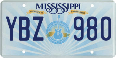 MS license plate YBZ980