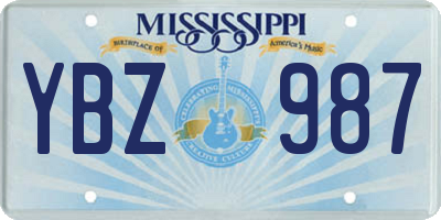 MS license plate YBZ987