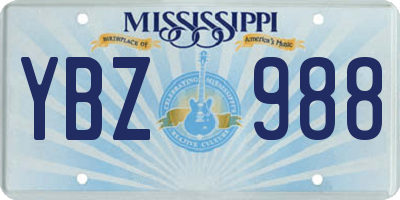 MS license plate YBZ988