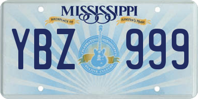 MS license plate YBZ999