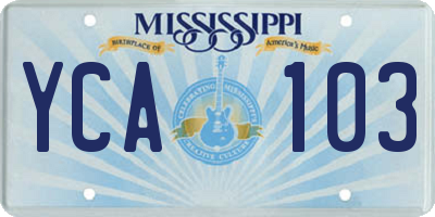 MS license plate YCA103