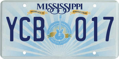 MS license plate YCB017