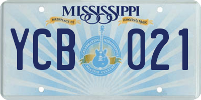 MS license plate YCB021