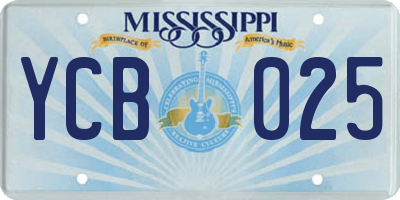 MS license plate YCB025