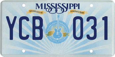 MS license plate YCB031