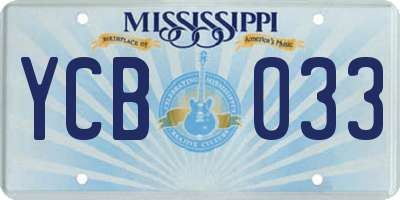 MS license plate YCB033