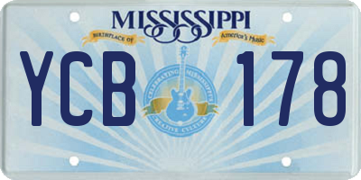 MS license plate YCB178