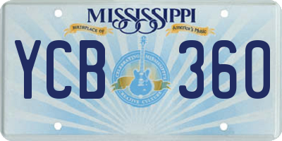 MS license plate YCB360