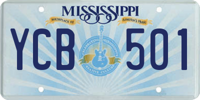 MS license plate YCB501