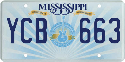 MS license plate YCB663