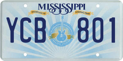 MS license plate YCB801