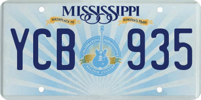 MS license plate YCB935