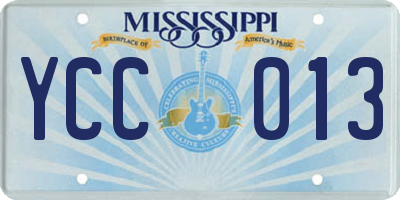 MS license plate YCC013