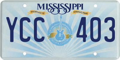 MS license plate YCC403