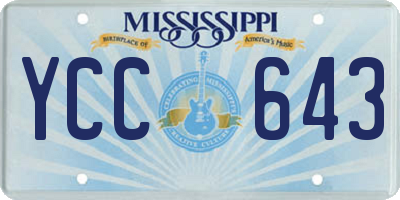 MS license plate YCC643