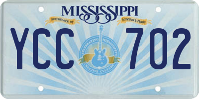 MS license plate YCC702