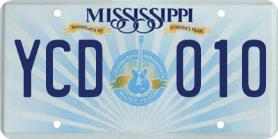 MS license plate YCD010
