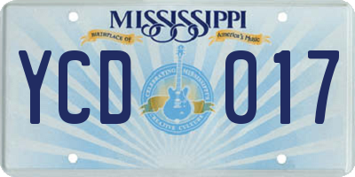 MS license plate YCD017