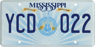 MS license plate YCD022
